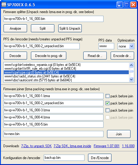 Screenshot SP700EX 0.6.5